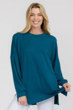 &New Solid Crewneck Long Sleeve Top -Selected Women's Clothing Store TP2276 TEL2