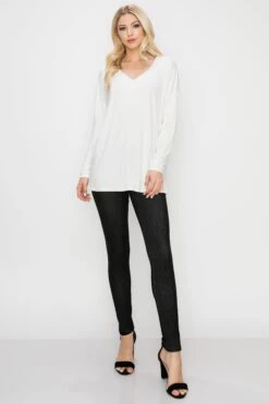Basic V-Neck Solid Long Sleeve Top -Selected Women's Clothing Store TP2279 OFF 1