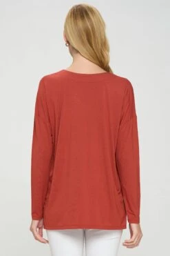 Basic V-Neck Solid Long Sleeve Top -Selected Women's Clothing Store TP2279 RST6