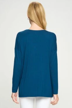 Basic V-Neck Solid Long Sleeve Top -Selected Women's Clothing Store TP2279 TEL5