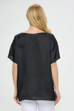 Women’s Satin Short-Sleeve Blouse -Selected Women's Clothing Store TP2287 BLK 827NPT001 IVY 1