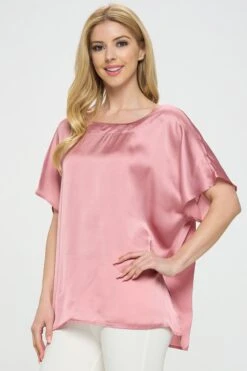 Women’s Satin Short-Sleeve Blouse -Selected Women's Clothing Store TP2287 SMU 2