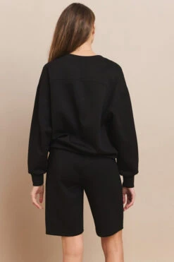 Sweatshirt And Shorts Set -Selected Women's Clothing Store TP2297 807JG017 BLK 3 l