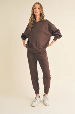 Sweatshirt And Joggers Set -Selected Women's Clothing Store TP2297 827JG017N COF 2