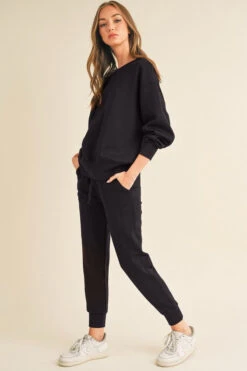 Sweatshirt And Joggers Set -Selected Women's Clothing Store TP2297 JG017 BLK 2 l