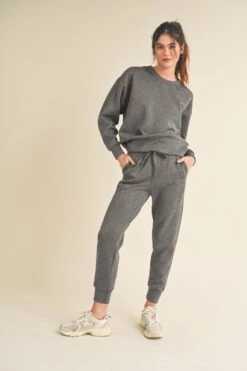Sweatshirt And Joggers Set -Selected Women's Clothing Store TP2297 JG017 CHA