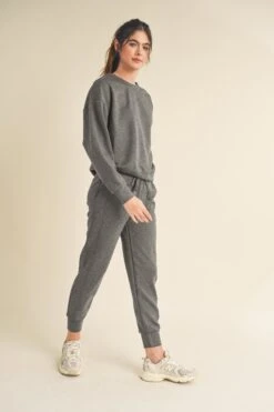 Sweatshirt And Joggers Set -Selected Women's Clothing Store TP2297 JG017 CHA 3