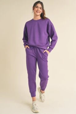 Sweatshirt And Joggers Set -Selected Women's Clothing Store TP2297 PUR 5