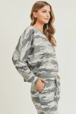 Relaxed Green Camo Print Set -Selected Women's Clothing Store TP2300 JG004 OLV 4