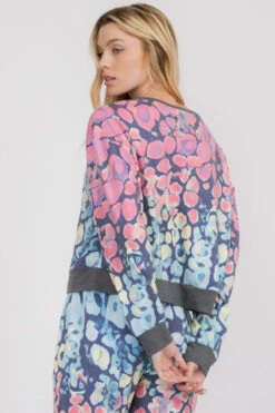 Cotton Candy Printed Ombre Crewneck Top -Selected Women's Clothing Store TP2301 1