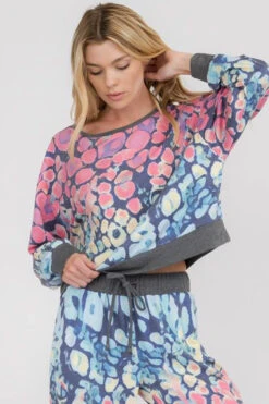 Cotton Candy Printed Ombre Crewneck Top
