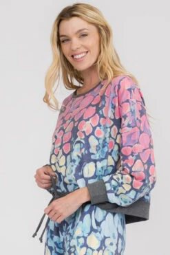 Cotton Candy Printed Ombre Crewneck Top -Selected Women's Clothing Store TP2301 4