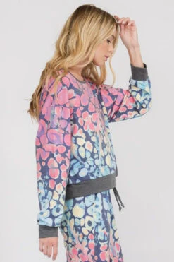 Cotton Candy Printed Ombre Crewneck Top -Selected Women's Clothing Store TP2301 5