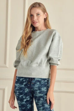 Women's Solid Cropped Scuba Sweatshirt -Selected Women's Clothing Store TP2350 HGR l