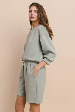 Sweatshirt And Shorts Set -Selected Women's Clothing Store TP2350 SAG 807JG017 SAG 7 I