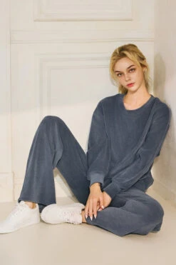 Relaxed Corduroy Long Sleeve Top And Pants Set -Selected Women's Clothing Store TP2403 827CD001 DEM 2 l