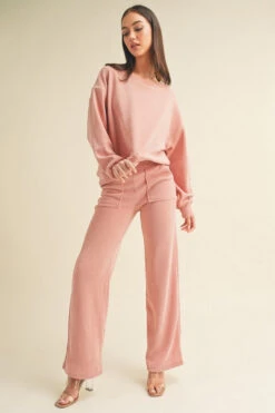 Relaxed Corduroy Long Sleeve Top And Pants Set -Selected Women's Clothing Store TP2403 827CD001 DSR 6 l