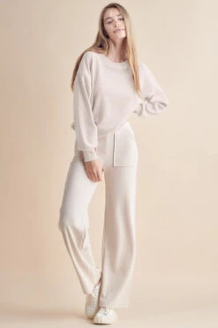 Relaxed Corduroy Long Sleeve Top And Pants Set -Selected Women's Clothing Store TP2403 827CD001 IVY 2 l