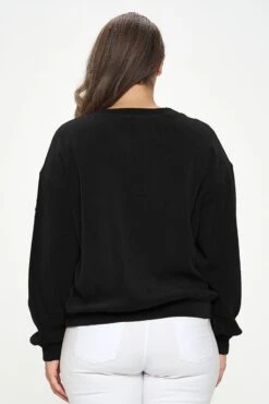 Women's Plus Size Crewneck Corduroy Sweatshirt (XL Only) -Selected Women's Clothing Store TP2403P XL BLK 2