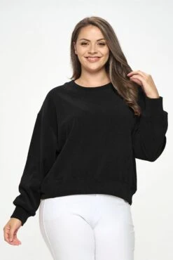 Women's Plus Size Crewneck Corduroy Sweatshirt (XL Only) -Selected Women's Clothing Store TP2403P XL BLK 3