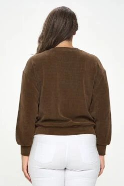 Women's Plus Size Crewneck Corduroy Sweatshirt (XL Only) -Selected Women's Clothing Store TP2403P XL BRW 3