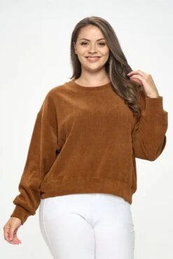 Women's Plus Size Crewneck Corduroy Sweatshirt (XL Only) -Selected Women's Clothing Store TP2403P XL COP