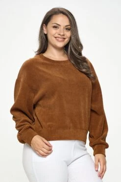 Women's Plus Size Crewneck Corduroy Sweatshirt (XL Only) -Selected Women's Clothing Store TP2403P XL COP 2