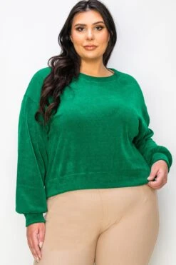 Women's Plus Size Crewneck Corduroy Sweatshirt (XL Only)