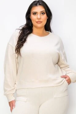 Women's Plus Size Crewneck Corduroy Sweatshirt (XL Only) -Selected Women's Clothing Store TP2403P XL IVY