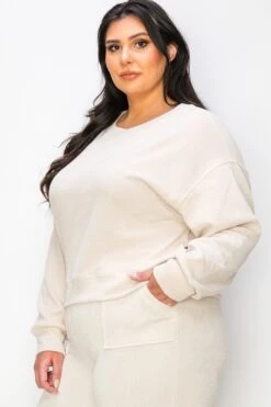 Women's Plus Size Crewneck Corduroy Sweatshirt (XL Only) -Selected Women's Clothing Store TP2403P XL IVY 2