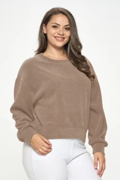 Women's Plus Size Crewneck Corduroy Sweatshirt (XL Only) -Selected Women's Clothing Store TP2403P KHA