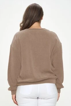 Women's Plus Size Crewneck Corduroy Sweatshirt (XL Only) -Selected Women's Clothing Store TP2403P KHA 2