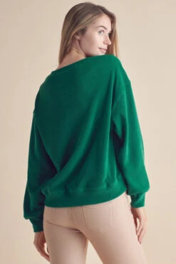 Women's Relaxed Ribbed Corduroy Long Sleeve Top -Selected Women's Clothing Store TP2403 FRG 3 l