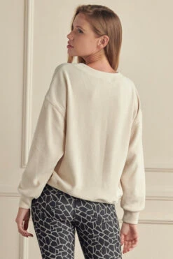 Women's Relaxed Ribbed Corduroy Long Sleeve Top -Selected Women's Clothing Store TP2403 IVY 3 l