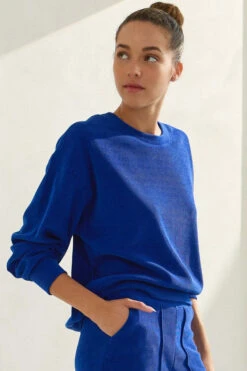 Women's Relaxed Ribbed Corduroy Long Sleeve Top -Selected Women's Clothing Store TP2403 RBL 3 l