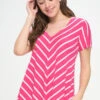 Women’s Striped V-neck Top -Selected Women's Clothing Store TP2505 FUS l