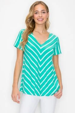 Women’s Striped V-neck Top -Selected Women's Clothing Store TP2505 SFM l