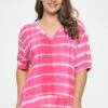 Plus Size Tie-Dye Striped Short Sleeve Top -Selected Women's Clothing Store TP2507P FUS