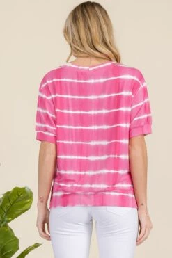 Tie-Dye Striped Short Sleeve Top -Selected Women's Clothing Store TP2507 FUS 3