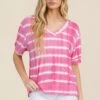 Tie-Dye Striped Short Sleeve Top -Selected Women's Clothing Store TP2507 P