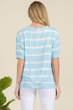 Tie-Dye Striped Short Sleeve Top -Selected Women's Clothing Store TP2507 SKB 3