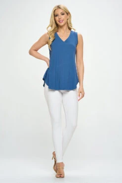 Flowy V-Neck Ribbed Tank -Selected Women's Clothing Store TP2511 DBL 5