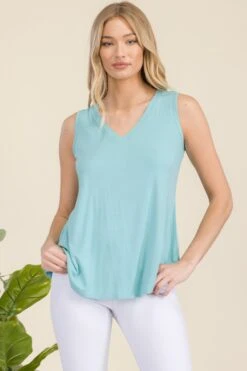 Flowy V-Neck Ribbed Tank -Selected Women's Clothing Store TP2511 SAG