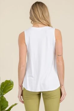 Flowy V-Neck Ribbed Tank -Selected Women's Clothing Store TP2511 WHT 4