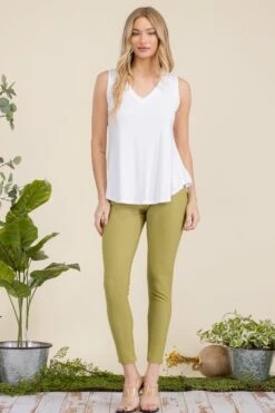 Flowy V-Neck Ribbed Tank -Selected Women's Clothing Store TP2511 WHT 5