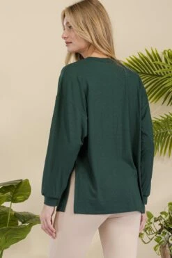 Women's Ribbed Long Sleeves With Side Cut -Selected Women's Clothing Store TP2513 DGN 827NPT002 CAM 6