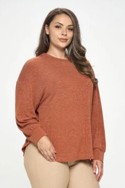 Plus Size Women's Crewneck Loose Fit Top -Selected Women's Clothing Store TP2519P COP 2