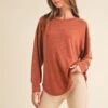 Women's Crewneck Loose Fit Top -Selected Women's Clothing Store TP2519 COP 827NPT002 KHA 11