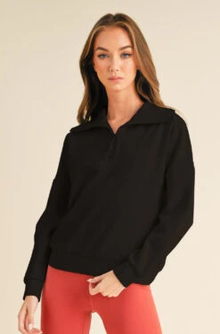 Women’s Half-zip Sweatshirt -Selected Women's Clothing Store TP2521 BLK ACT827083 RST 2 edit
