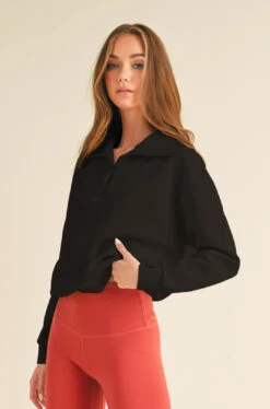 Women’s Half-zip Sweatshirt -Selected Women's Clothing Store TP2521 BLK ACT827083 RST 7 edit